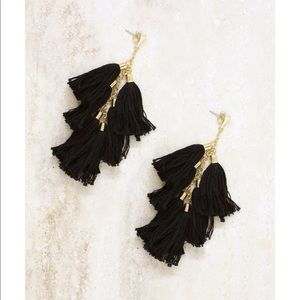 Ettika Tassel Earrings in Black and Gold
